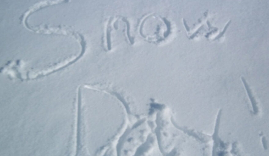 Snow day written in the snow